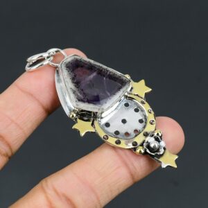 Super 23 Amethyst Pendant: Trillion Sterling Silver Handmade Jewelry