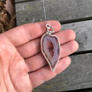 Uruguay Amethyst Slice Necklace, Amethyst Pendant, Undamaged Druzy, Special Collection Piece, Amethyst Silver Jewelry, Amethyst Geode