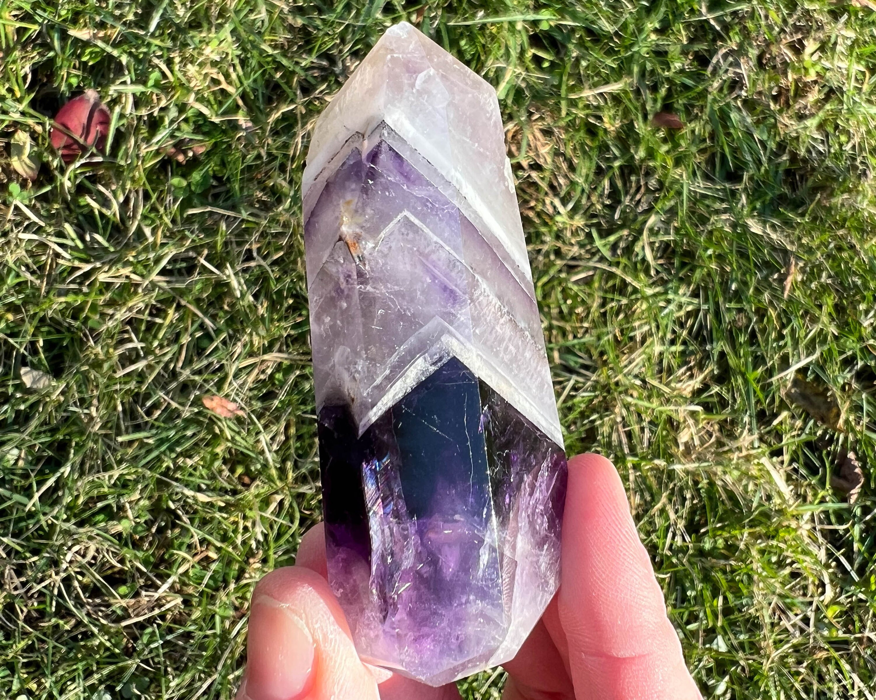 3" Chevron Amethyst Tower, Amethyst Point, Dream Amethyst, Banded Amethyst Crystal, Polished Stone, Home Decor Gift, February Birthstone #1