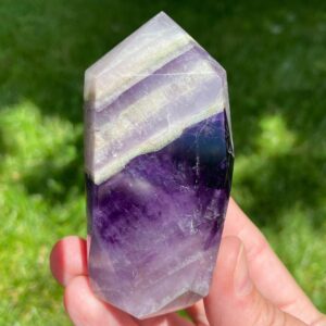 3" Chevron Amethyst Tower #4 Polished Crystal Point, Banded Dream Amethyst Stone, Home Decor, February Birthstone Gift For Aquarius, Pisces 3" Chevron Amethyst Tower #4 Polished Crystal Point, Banded Dream Amethyst Stone, Home Decor, February Birthstone Gift For Aquarius, Pisces