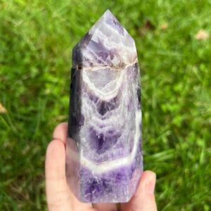 4.4" Chevron Amethyst Tower 13 Large Banded Amethyst Crystal, Polished Point, Gemstone Home Decor , February Birthstone 4.4" Chevron Amethyst Tower 13 Large Banded Amethyst Crystal, Polished Point, Gemstone Home Decor , February Birthstone
