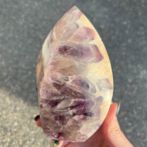5.4" Amethyst With Pink Chalcedony Spiral Display Piece, Chevron Crystal, Polished Freestanding, Guava Amethyst Point, #1 5.4" Amethyst With Pink Chalcedony Spiral Display Piece, Chevron Crystal, Polished Freestanding, Guava Amethyst Point, #1
