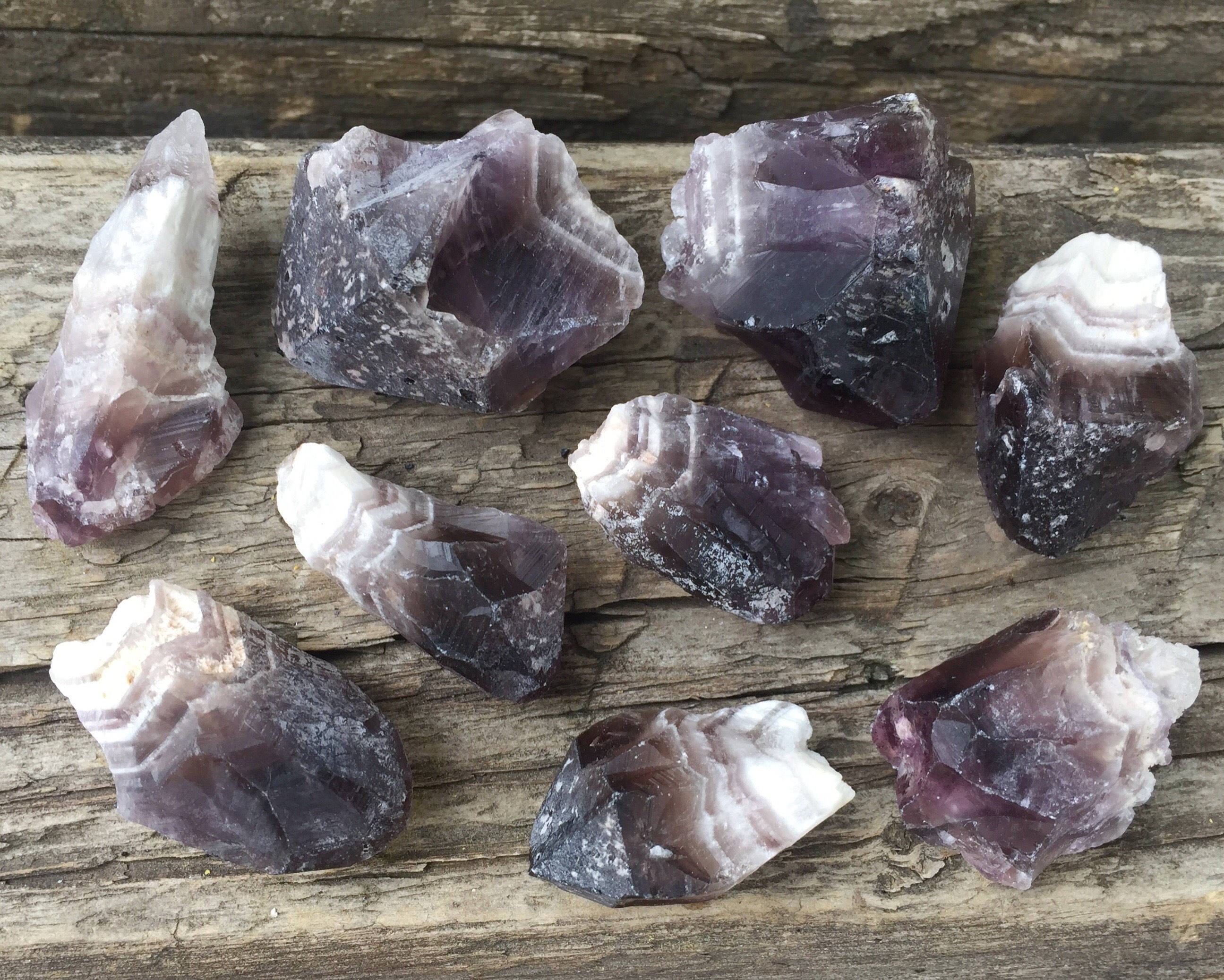 5 Chevron Amethyst Points, Raw Crystals, Natural - February Birthstone