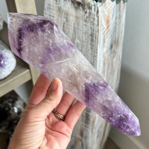 Brazilian Phantom Amethyst Wand: Gemmy Crystal Point Brazilian Phantom Amethyst Wand: Gemmy Crystal Point