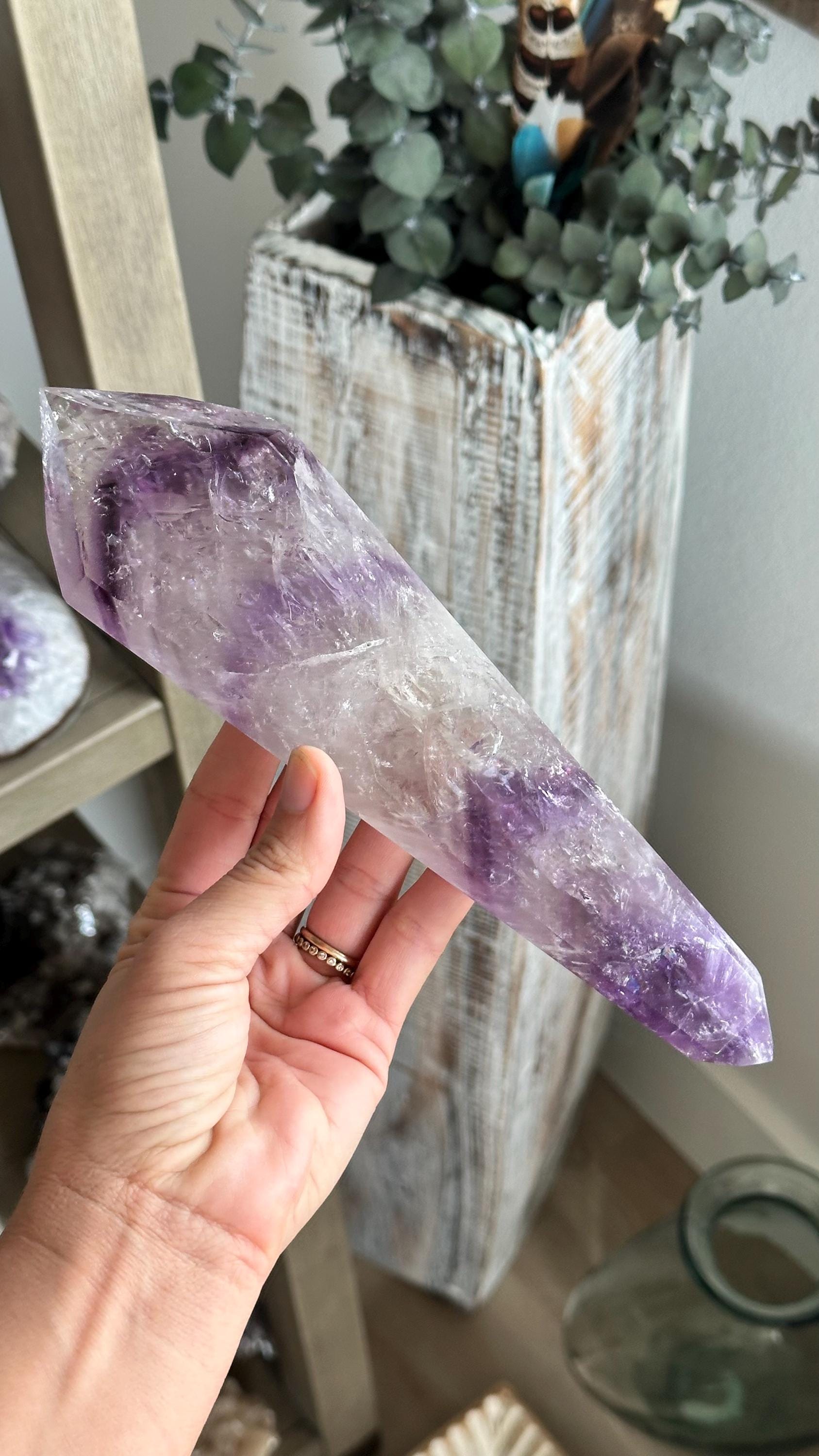 Brazilian Phantom Amethyst Wand: Gemmy Crystal Point