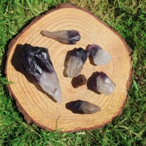 Cacoxenite In Amethyst Raw Points* Cacoxenite In Amethyst Raw Points*