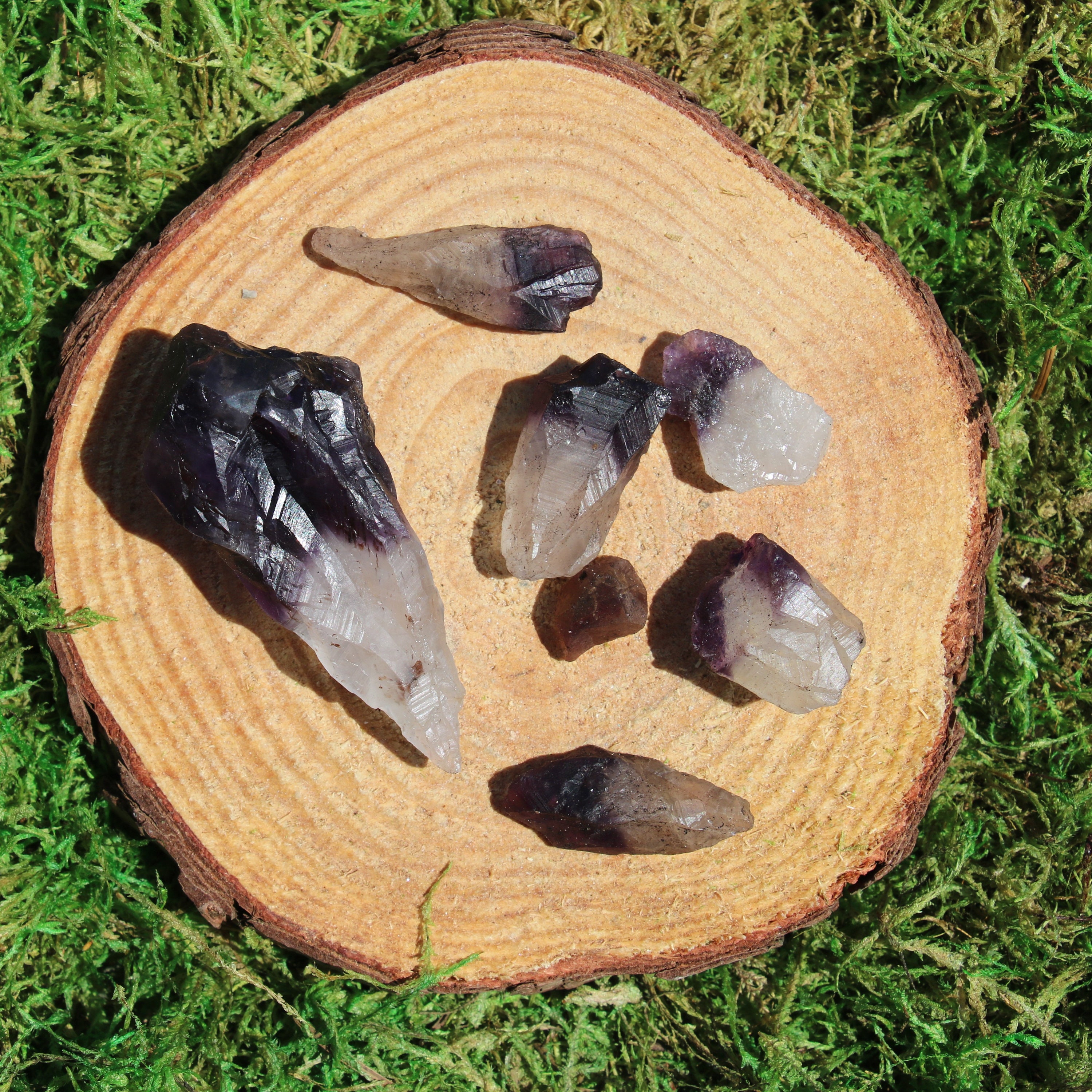 Cacoxenite In Amethyst Raw Points* Cacoxenite In Amethyst Raw Points*