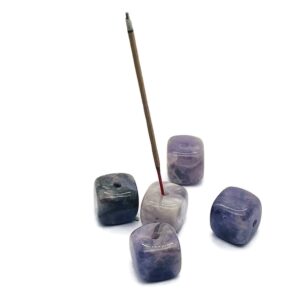 Amethyst Crystal Incense Holder - Crystal Stone Incense Stick Holder - Polished Cube Incense Holder - Healing Stone - In1002 Amethyst Crystal Incense Holder - Crystal Stone Incense Stick Holder - Polished Cube Incense Holder - Healing Stone - In1002