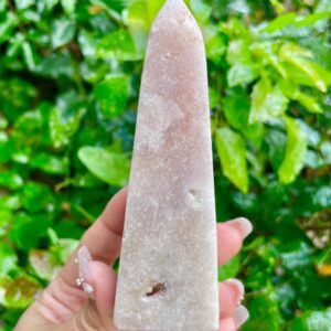 Pink Amethyst Point: Polished Druzy Crystal Tower (196.5g, 111mm Tall)