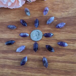 Tiny 0.75" Amethyst Double Terminated Crystal Wands, Choose Quantity, Perfect For Jewelry Making Or Crystal Grids Tiny 0.75" Amethyst Double Terminated Crystal Wands, Choose Quantity, Perfect For Jewelry Making Or Crystal Grids