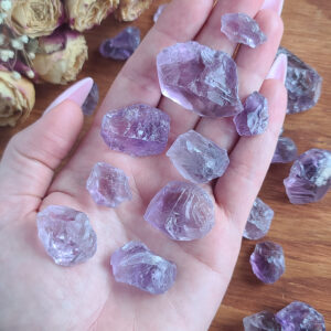 Aaa Water Clear Raw Amethyst Chunks, Small Gem Grade Crystals For Cabbing, Jewelry Making, Or Crystal Grids
