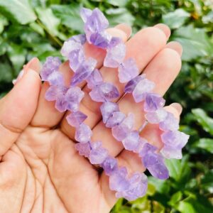Raw Amethyst Crystal Bracelet: Skeletal Gemstone Bead Jewelry