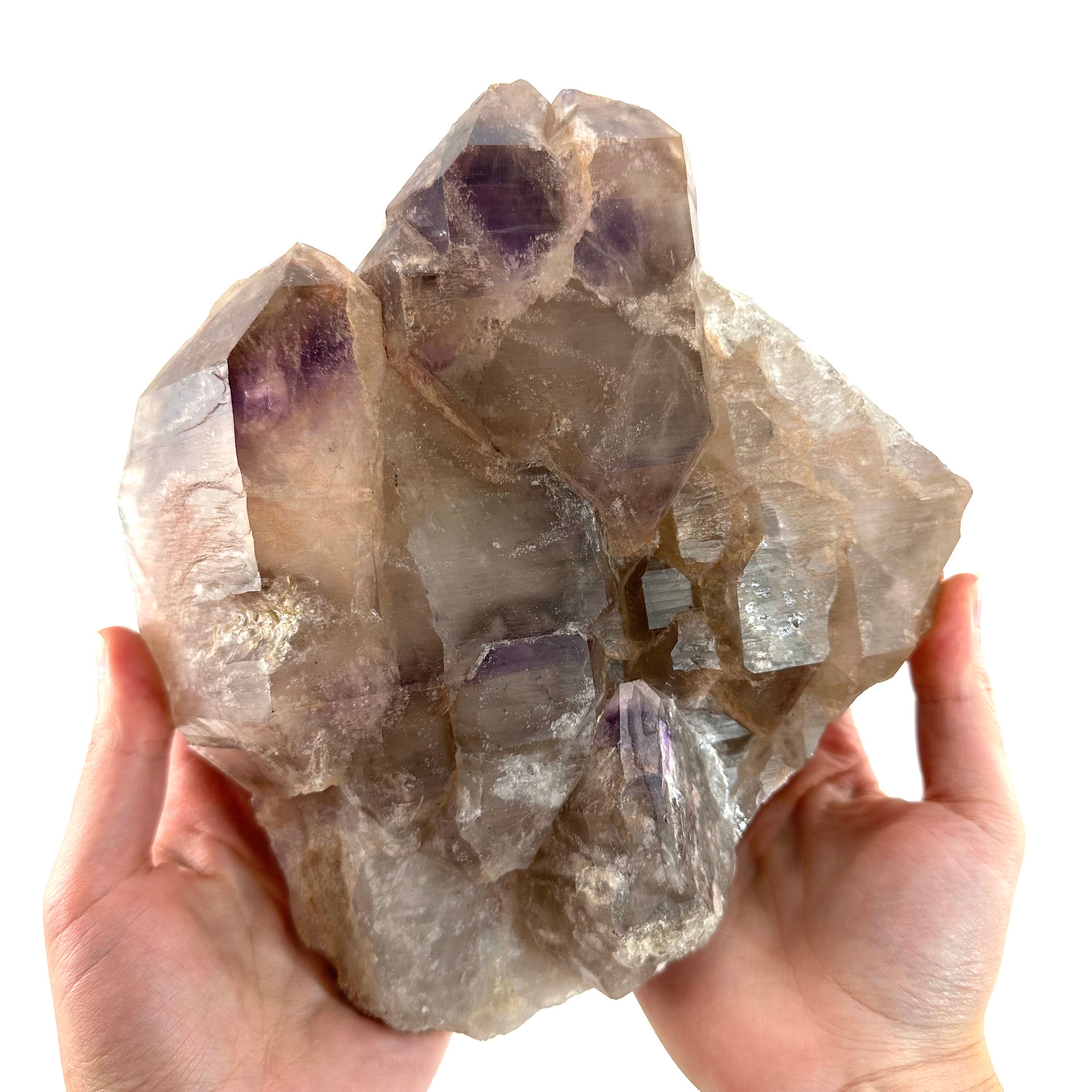 Elestial Smoky Amethyst Crystal Cluster , Madagascar Amethyst (2438g)