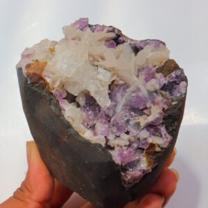 Amethyst With Heulandite On Chalcedony, Natural Amethyst Geode Specimen, Amethyst Cave, Purple Crystal, Druzy Crystal Amethyst Crystal Geode