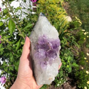 Amethyst Quartz Geode from Brazil (6 3/4" Long) for Spiritual Home Decor, Spiritual Growth & Awareness, Empath Protection, Crown Chakra