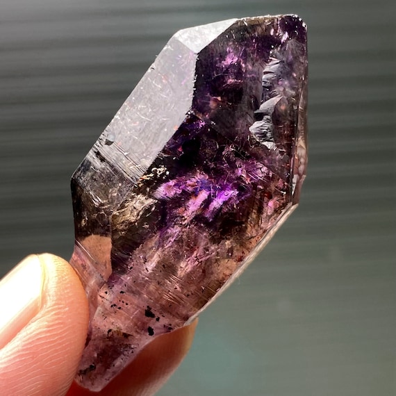 Smoky Amethyst Scepter Quartz Specimen,super Seven Rare Raw/rough Smoky Purple Elestial Quartz,alligator/crocodile/fenster Skeleton Crystal