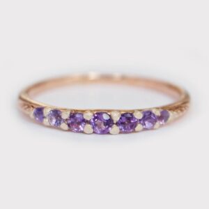 14k Gold Amethyst Minimalist Stacking Ring, Dainty Purple Gemstone Band, February Birthstone Jewelry, Promise Ring Gift 14k Gold Amethyst Minimalist Stacking Ring, Dainty Purple Gemstone Band, February Birthstone Jewelry, Promise Ring Gift