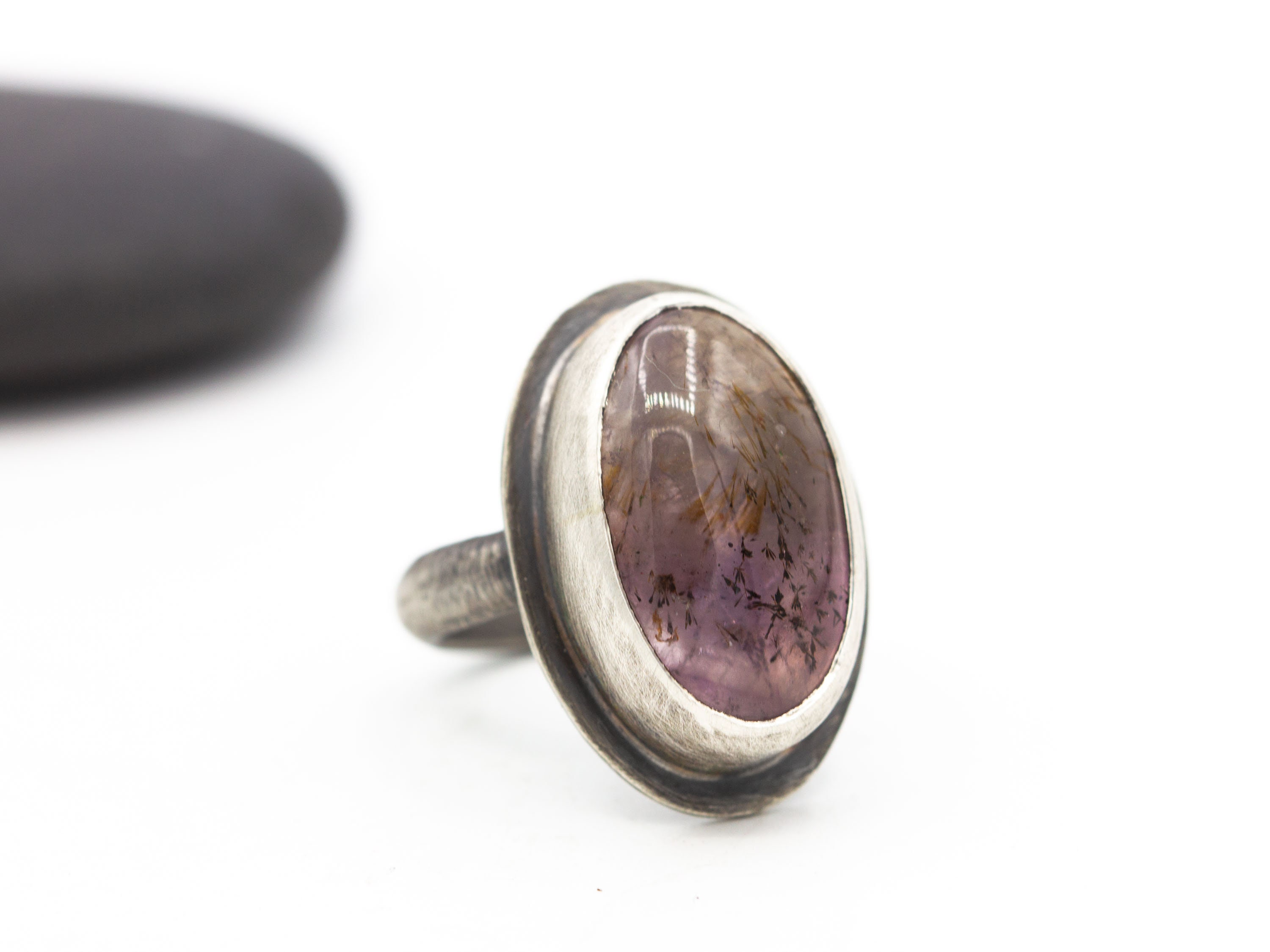 Cacoxenite Amethyst Sterling Silver Ring Super Seven Size 6.5