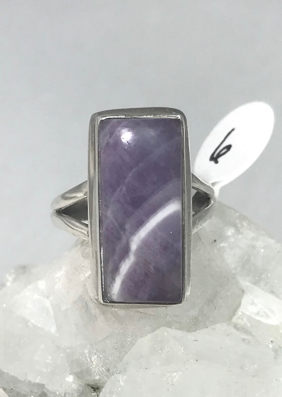 Chevron Amethyst Ring, Size 6