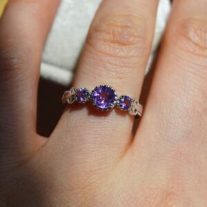 Delicate Natural Amethyst Ring Amethyst Engagement Ring Wedding Ring Sterling Silver Ring Anniversary Ring Birthday Present/gift