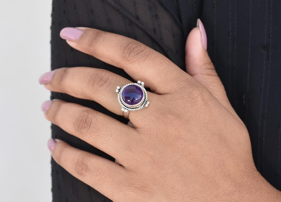 Engagement Amethyst Silver Ring For Fiancee, Anniversary Gifts For Wife, Christmas Day Gifts For Womens, New Beginnings Ring, Promise Ring