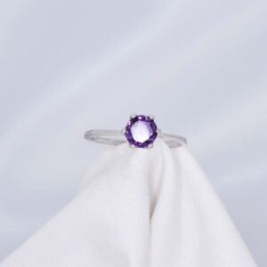 Amethyst Ring, Genuine Gemstone,6mm Round, Set in 925 Sterling Silver Solitaire Ring Amethyst Ring, Genuine Gemstone,6mm Round, Set in 925 Sterling Silver Solitaire Ring