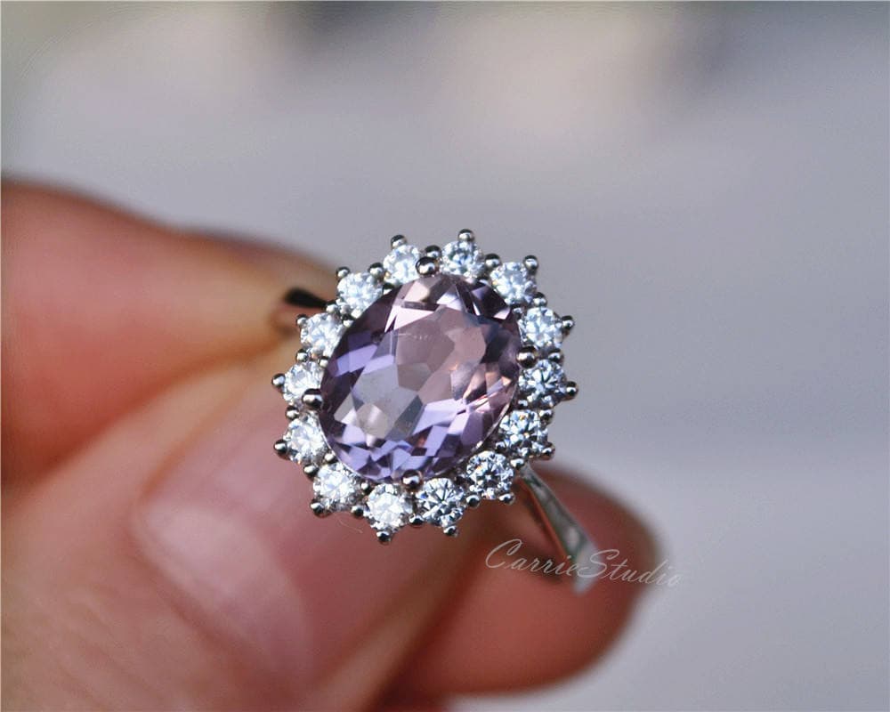Light Purple Amethyst  Pink Amethyst Ring Amethyst Engagement Ring Promise Ring Anniversary Ring