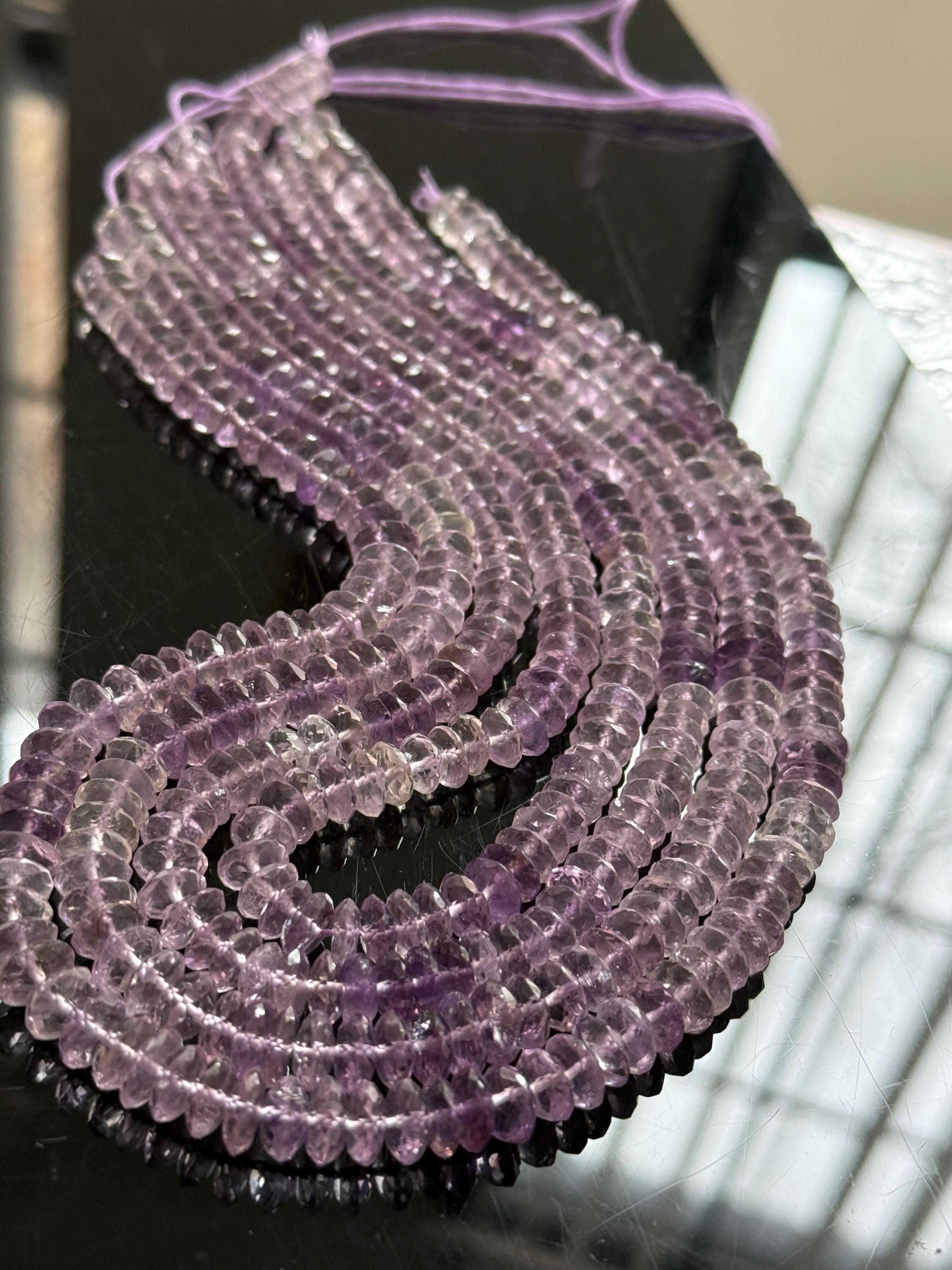 1/2 Strand Shaded Pink Amethyst German Cut Rondelles