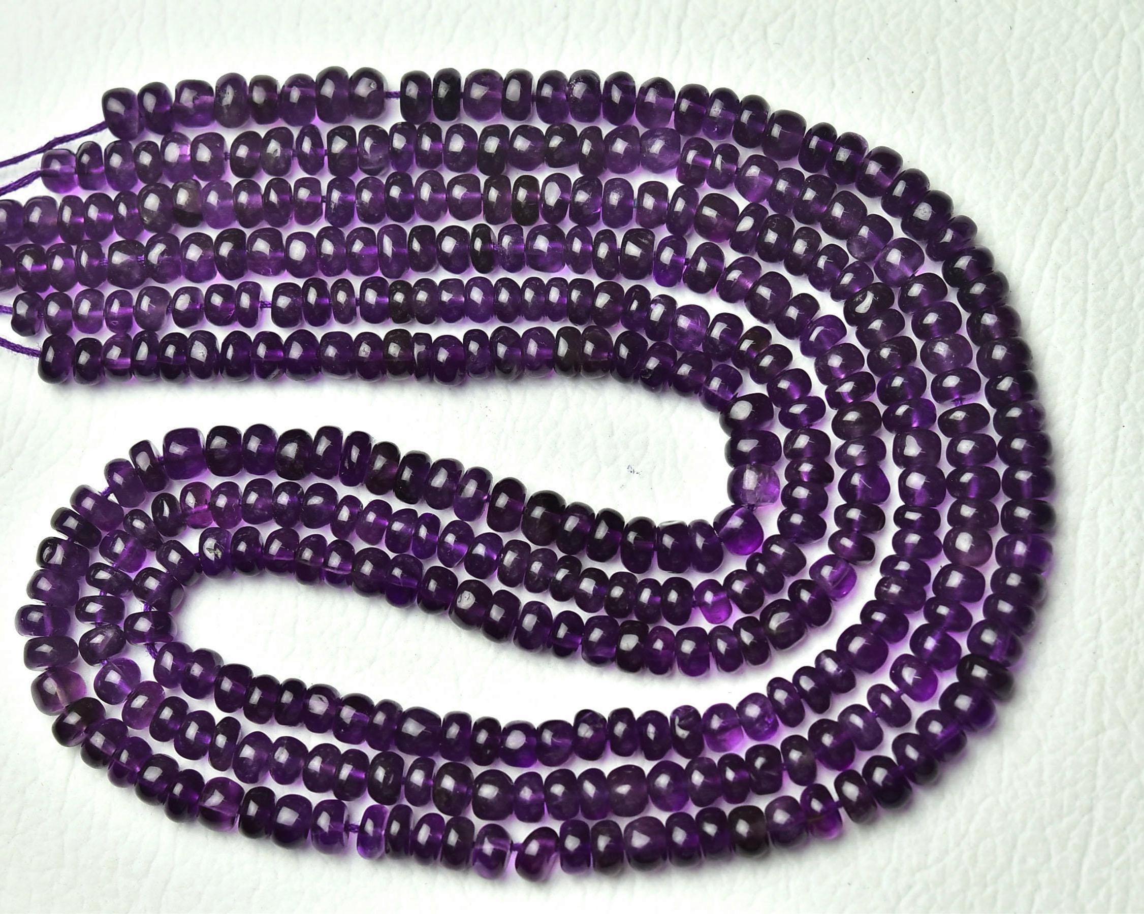 16 Inch Strand Natural Amethyst Rondelles Beads Smooth Rondelle Gemstone Beads Superb Amethyst Beads Jewelry Making Wholesale Beads No4880