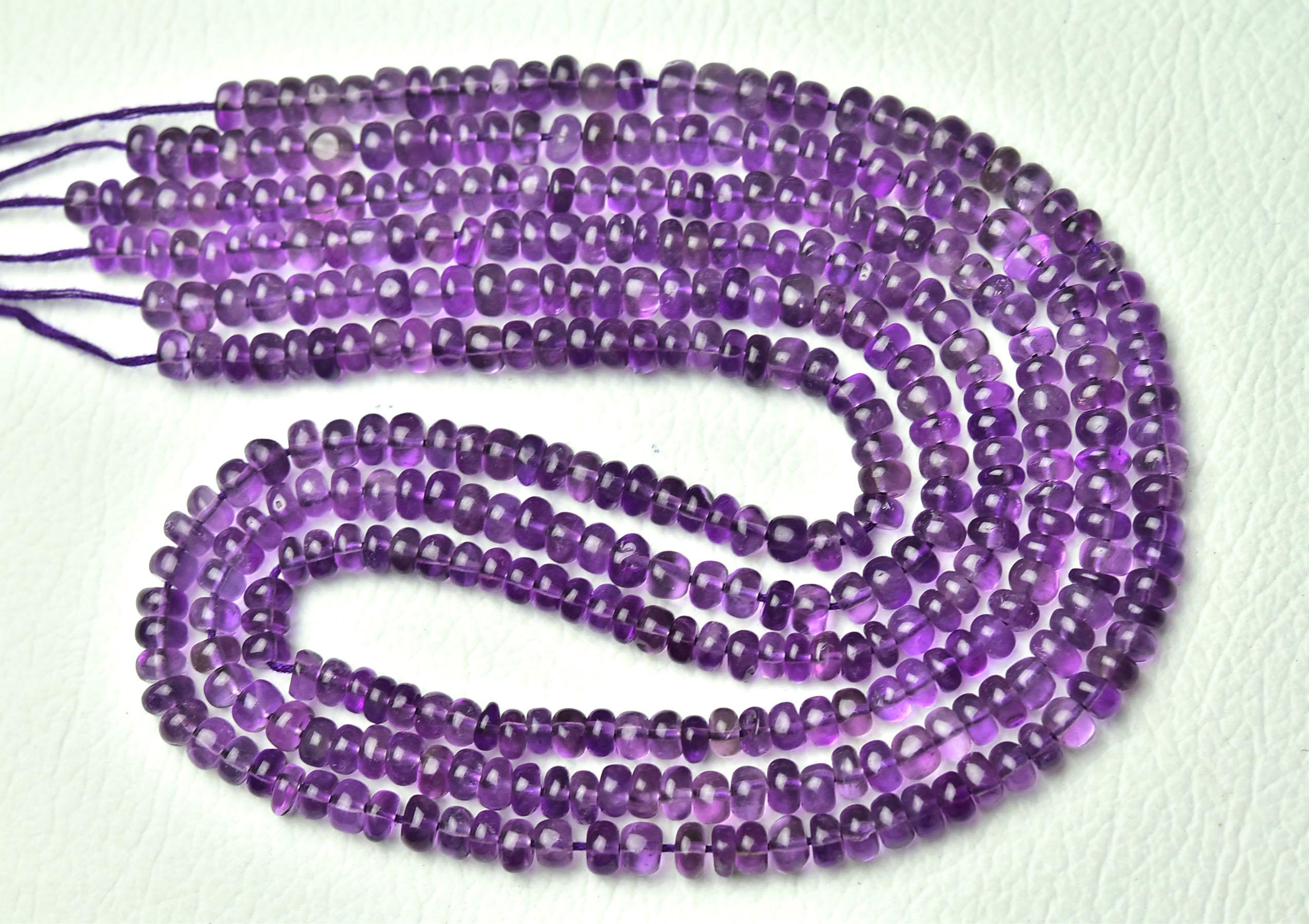 16 Inches Strand Natural Amethyst Rondelles Jewelry Making Beads Smooth Rondelle Gemstone Beads Superb Amethyst Beads Roundel No5282