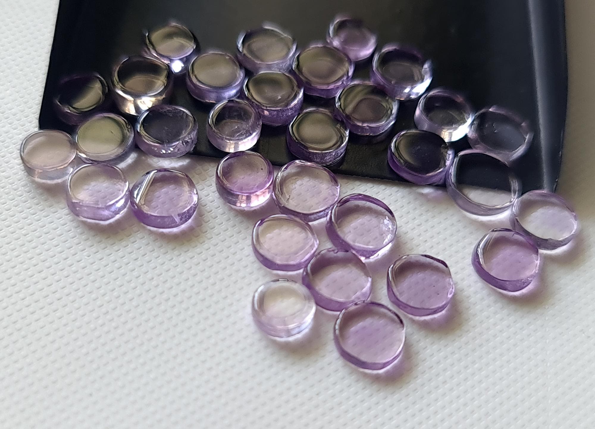 6-7mm Pink Amethyst Buttons, Natural Pink Amethyst Plain Round Cabochons Loose For Jewelry, Anethyst Tyres (10pcs To 20pcs Options) - Psg335