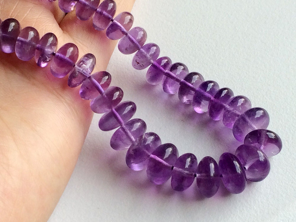 9mm Amethyst Plain Rondelle Beads, Natural Purple Amethyst Plain Rondelle Beads, Purple Amethyst For Jewelry (7in To 14in Options) - God143
