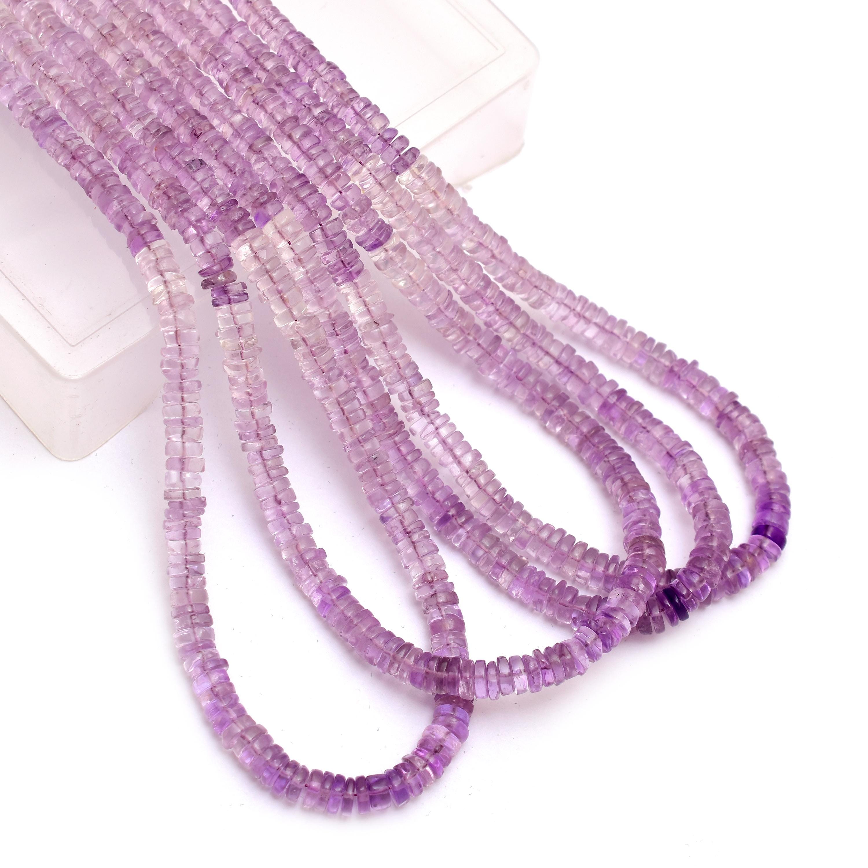 Aaa+ Multi Pink Amethyst Heishi Beads, 5mm-6mm Tyre Rondelle 16inch Strand, Brazilian Amethyst Semi Precious Gemstone Coin Smooth Beads