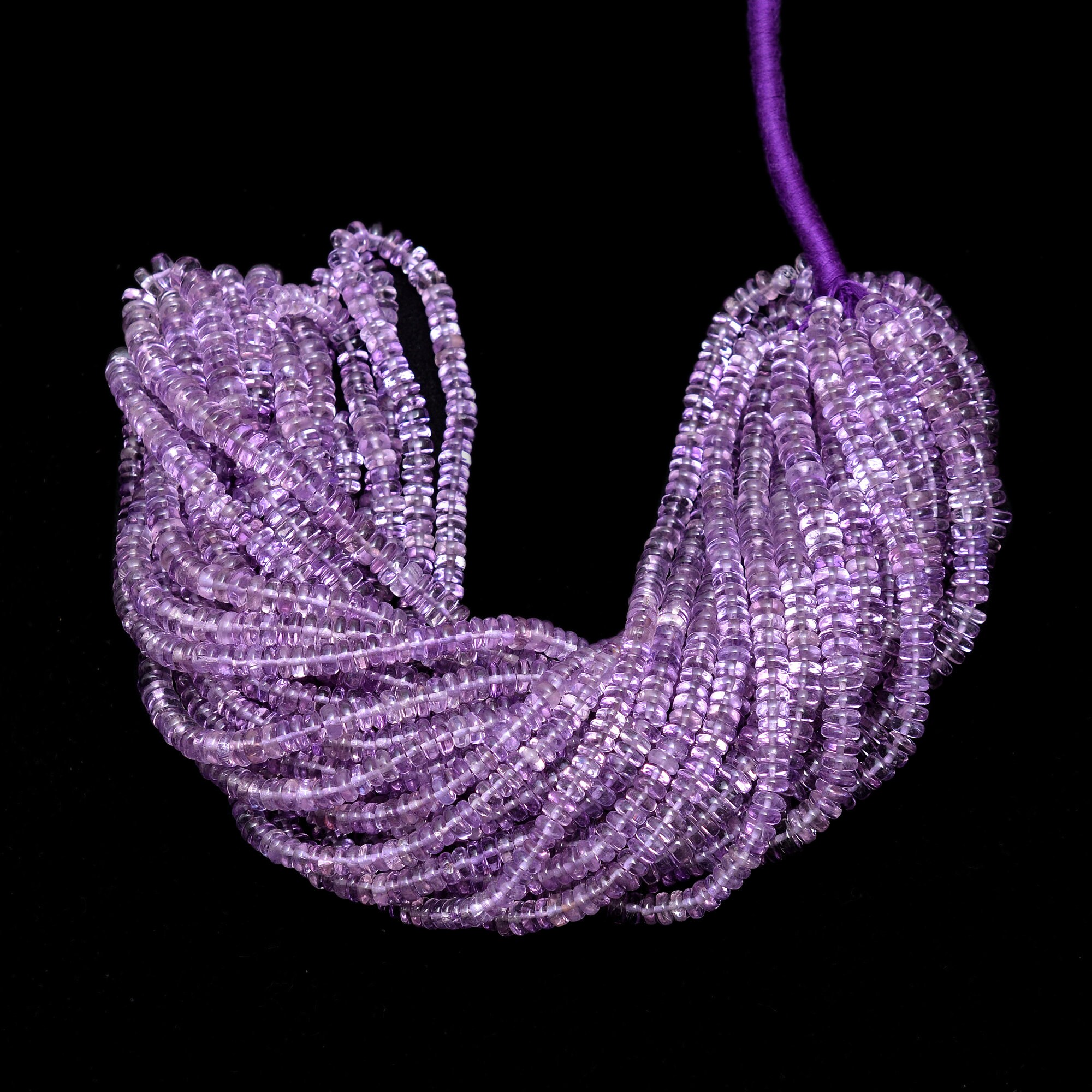 Aaa+ Pink Amethyst 5mm-6mm Smooth Heishi Beads | Gemstone Tyre Rondelle 16inch Strand | Pink Amethyst Semi Precious Gemstone Spacer Beads