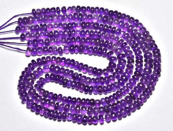 African Amethyst Rondelle Beads - 16 Inches - Natural Amethyst Smooth Rondelle Beads Strand - Size Is 5 - 6 Mm #1491 African Amethyst Rondelle Beads - 16 Inches - Natural Amethyst Smooth Rondelle Beads Strand - Size Is 5 - 6 Mm #1491
