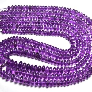 Amethyst Rondelle Beads - 10 inches - Natural Beautiful Amethyst Smooth Rondelle Size is 6 - 8.5 mm #2862 Amethyst Rondelle Beads - 10 inches - Natural Beautiful Amethyst Smooth Rondelle Size is 6 - 8.5 mm #2862