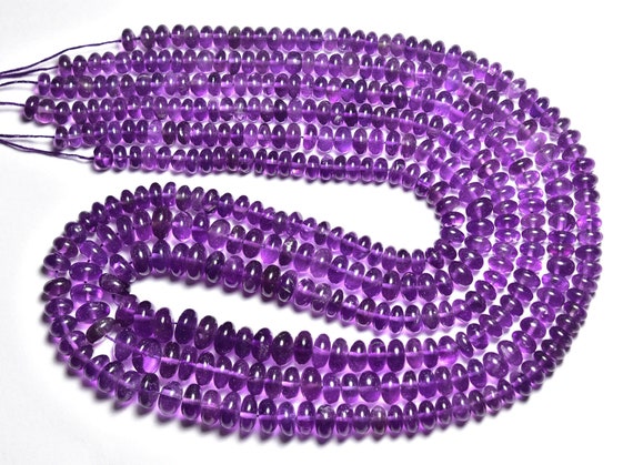 Amethyst Rondelle Beads - 10 Inches - Natural Beautiful Amethyst Smooth Rondelle Size Is 6 - 8.5 Mm #2862