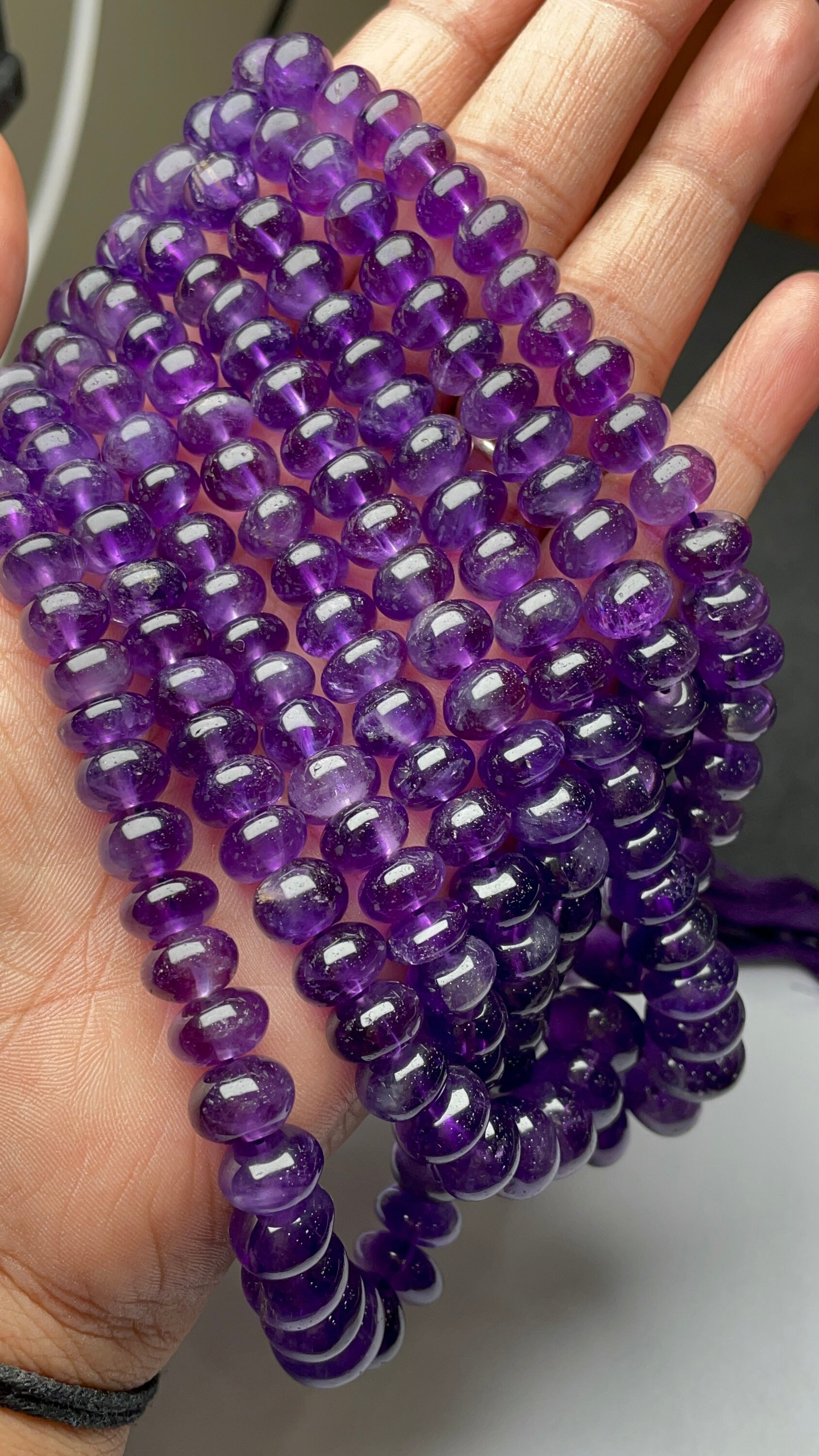 Good Quality Natural Amethyst Smooth Rondelle Gemstone Beads, 5-12 Mm Graduated Amethyst, 17 Inch Long Strand Semi Precious Chakra Beads Good Quality Natural Amethyst Smooth Rondelle Gemstone Beads, 5-12 Mm Graduated Amethyst, 17 Inch Long Strand Semi Precious Chakra Beads