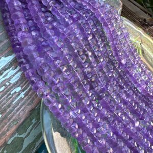 Lilac Rose de France Pink Amethyst Exquisite natural Handmade Rondelle handfaceted 7-8mm / .4mm hole