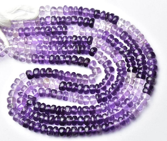 Most Beautiful Amethyst Rondelle Beads - 7.5 Inches Natural Amethyst Smooth Rondelle Beads - Size Is 7- 8 Mm #2257