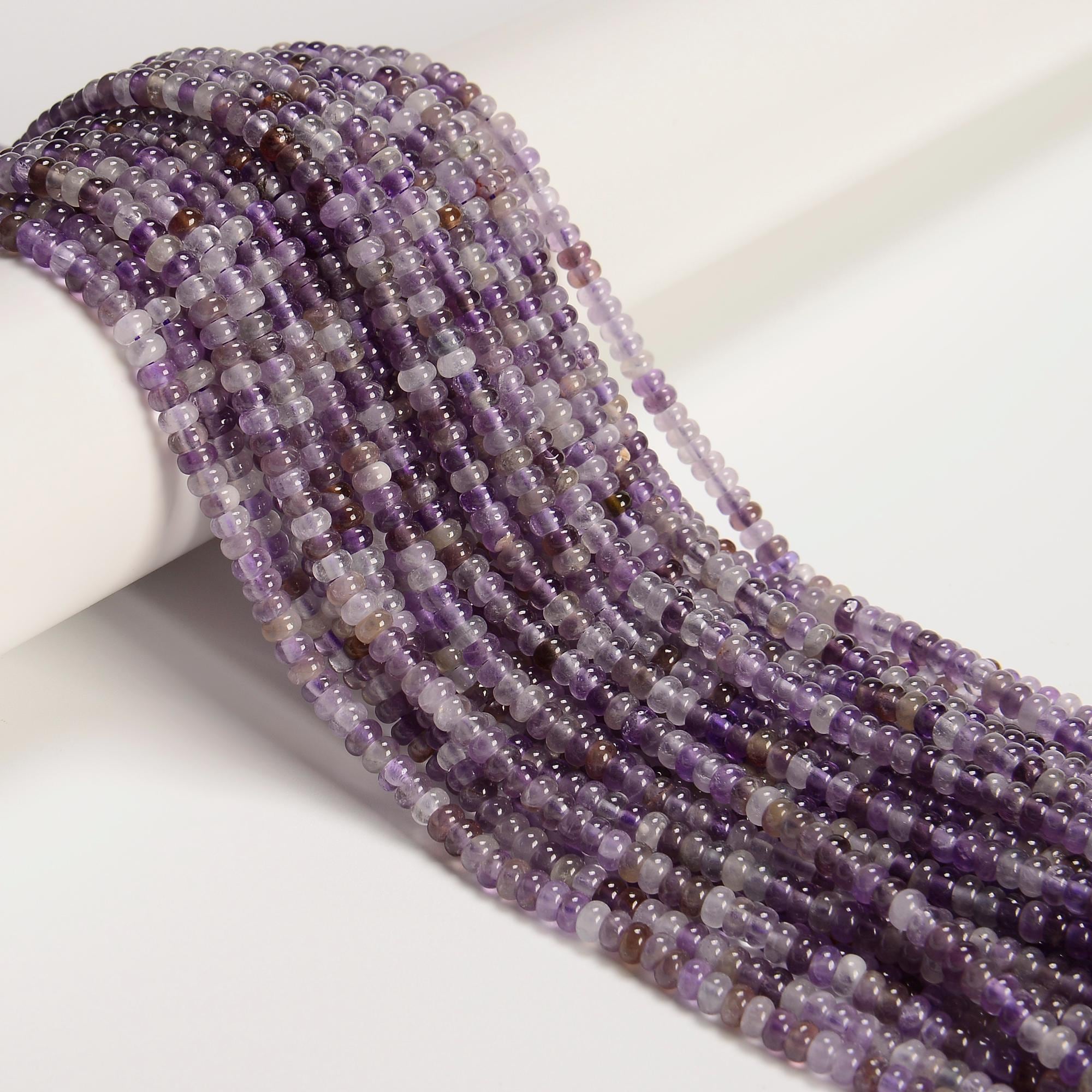 Natural Multi-color Amethyst Smooth Rondelle Beads Size 2x4mm 15'' Strand Natural Multi-color Amethyst Smooth Rondelle Beads Size 2x4mm 15'' Strand