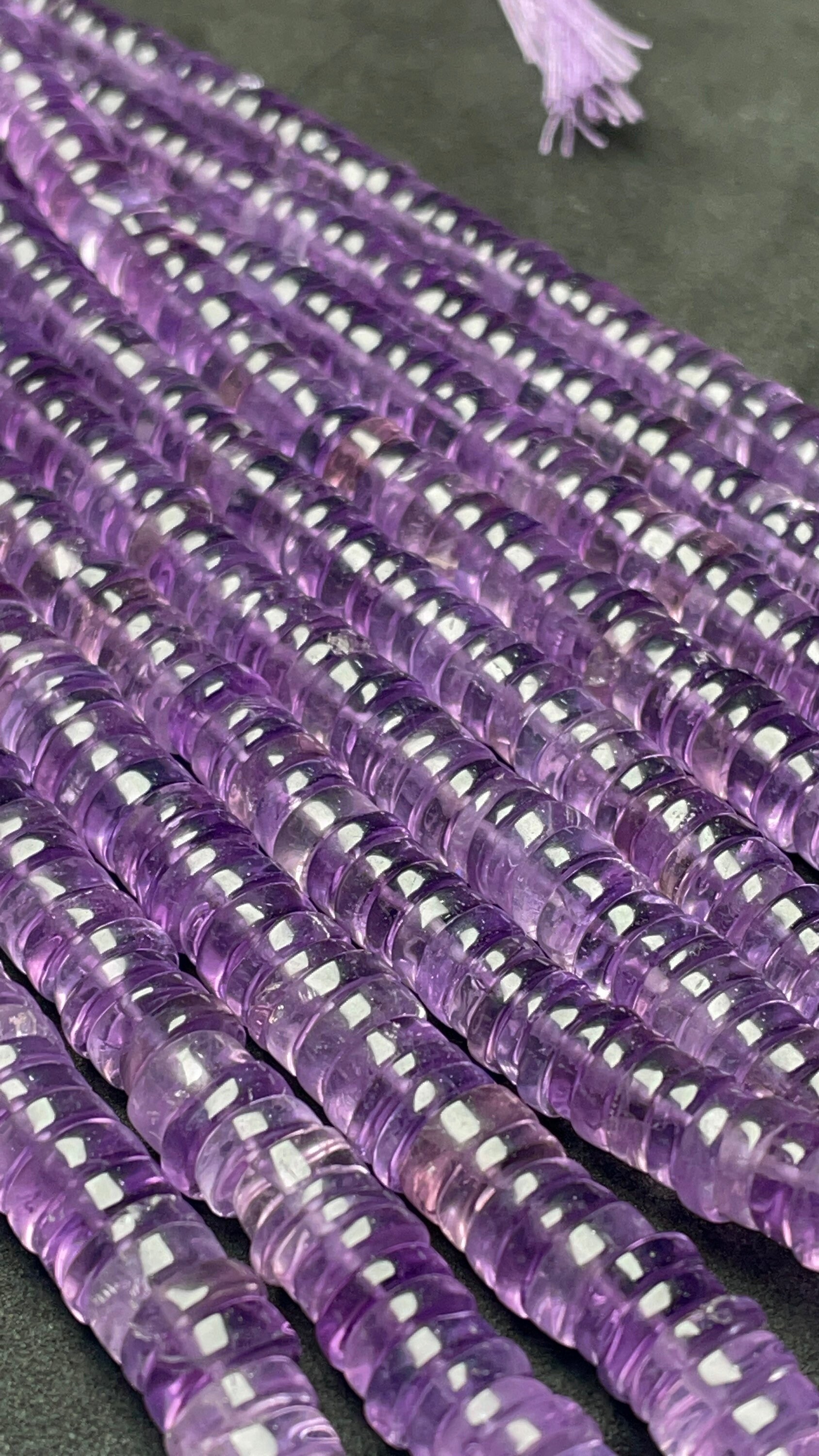 Natural Pink Amethyst Smooth Tyre Shaped Beads |size 7 Mm |length 16 Inches | Amethyst Beads An Amazing Item
