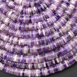 Natural Purple Amethyst 6mm Smooth Thin Heishi Rondelle Beads 15.5" Strand Natural Purple Amethyst 6mm Smooth Thin Heishi Rondelle Beads 15.5" Strand
