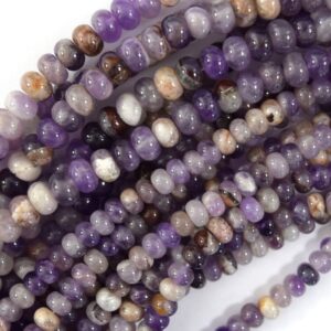 Natural Purple Chevon Amethyst Rondelle Button Beads 15" Strand 4x6mm 5x8mm Natural Purple Chevon Amethyst Rondelle Button Beads 15" Strand 4x6mm 5x8mm