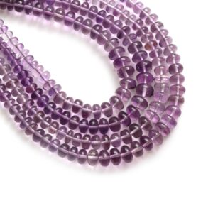 Natural Amethyst Smooth Rondelle Beads, Amethyst Smooth Beads, 4 Mm To 7 Mm, 8 Inch Full Strand Strand Natural Amethyst Smooth Rondelle Beads, Amethyst Smooth Beads, 4 Mm To 7 Mm, 8 Inch Full Strand Strand