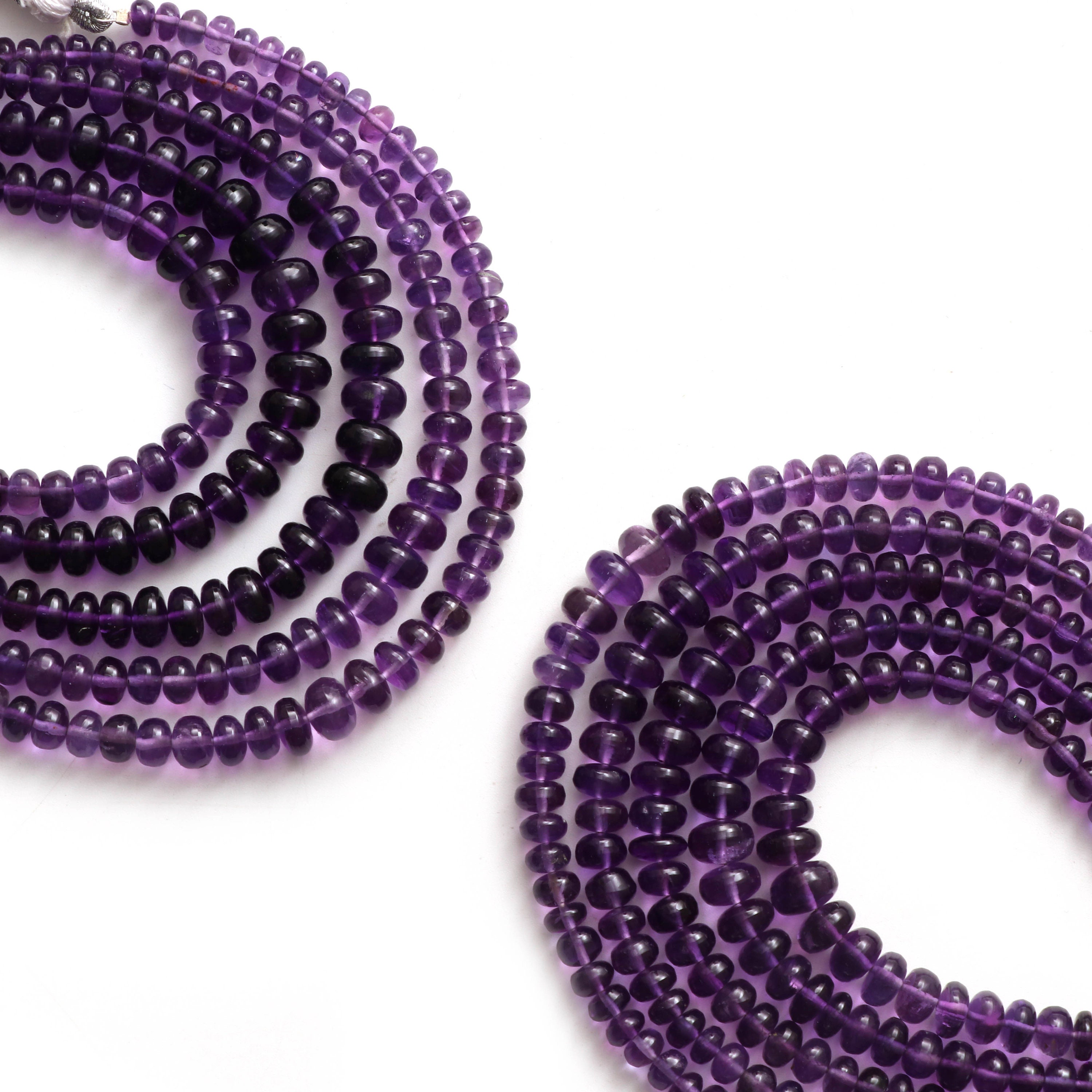 Natural Amethyst Smooth Rondelle Beads, Amethyst Smooth Beads, 4 Mm To 7 Mm, 8 Inch Full Strand Strand