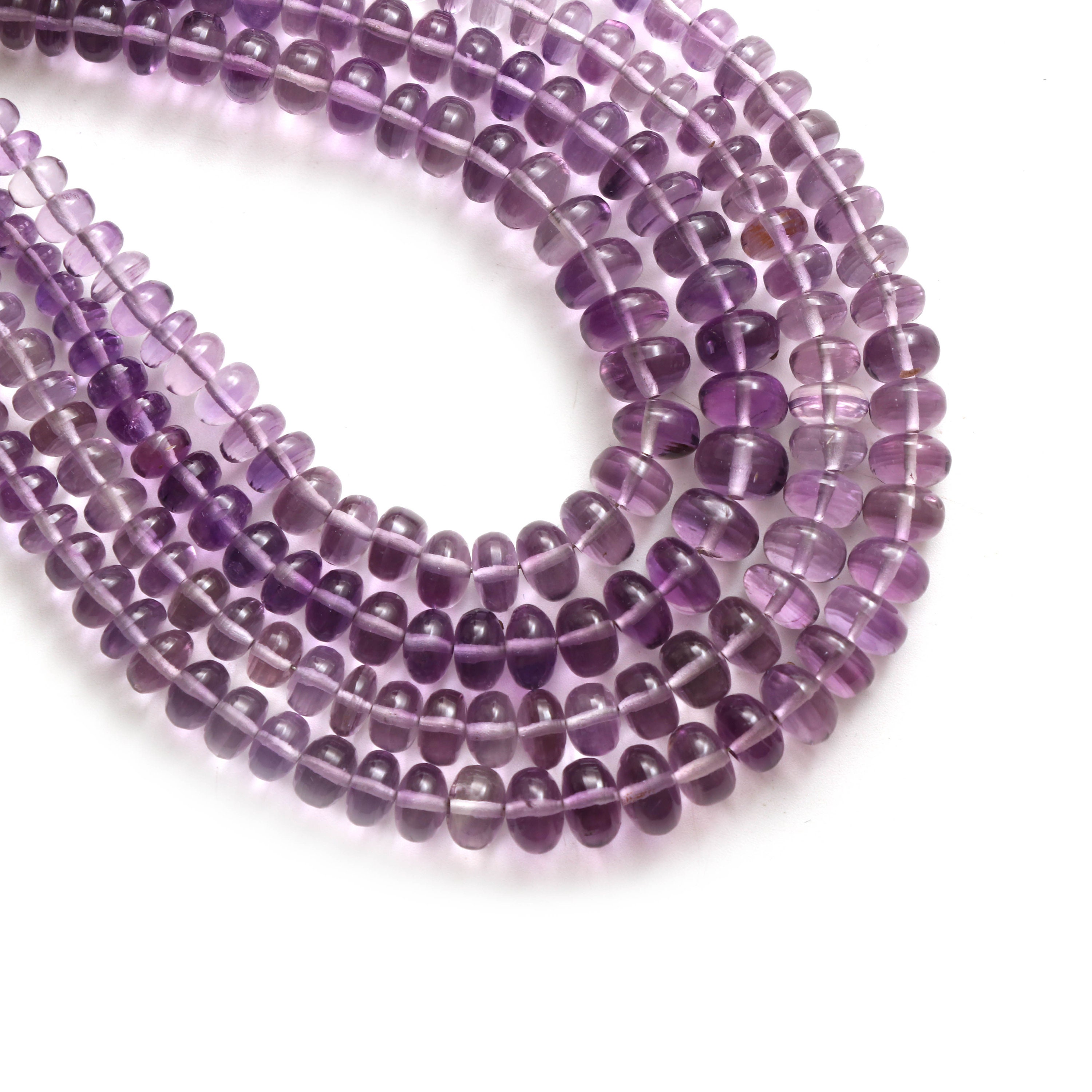Natural Amethyst Smooth Rondelle Beads, Amethyst Smooth Beads, 4 Mm To 7 Mm, 8 Inch Full Strand Strand