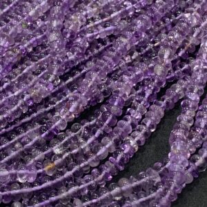 Pack Of 2 Strands | Natural Amethyst Smooth Rondelle Shaped Gemstone Beads |Size 4-6 mm |Length 13 Inches Wholesale Purple Amethyst beads Pack Of 2 Strands | Natural Amethyst Smooth Rondelle Shaped Gemstone Beads |Size 4-6 mm |Length 13 Inches Wholesale Purple Amethyst beads