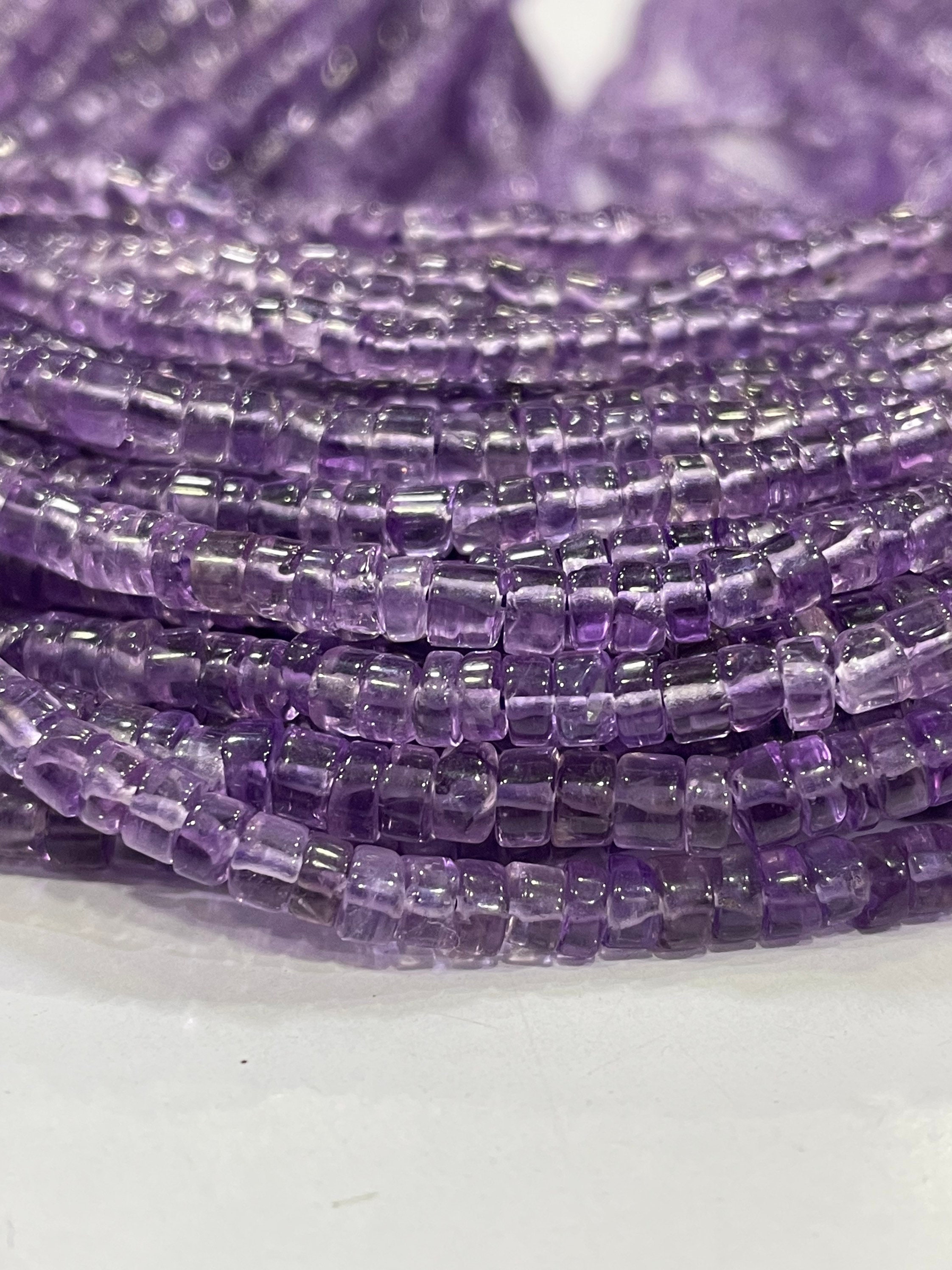 Pack Of 2 Strands |natural Pink Amethyst Smooth Tyre Shaped Beads |size 3.4-4.5 Mm |length 13 Inches | Amethyst Beads An Amazing Item