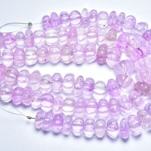 Pink Amethyst Carved Rondelle Beads - 8 Inches - Dyed Pink Amethyst Melon Carving Rondelle Beads - Size Is 11 - 14 Mm #2651